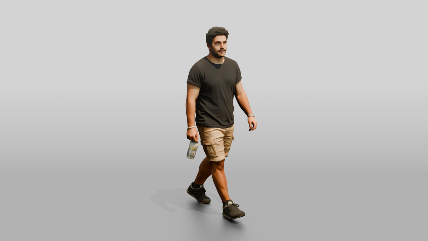 Stocky Spanish Young Man Carrying a Water Bottle