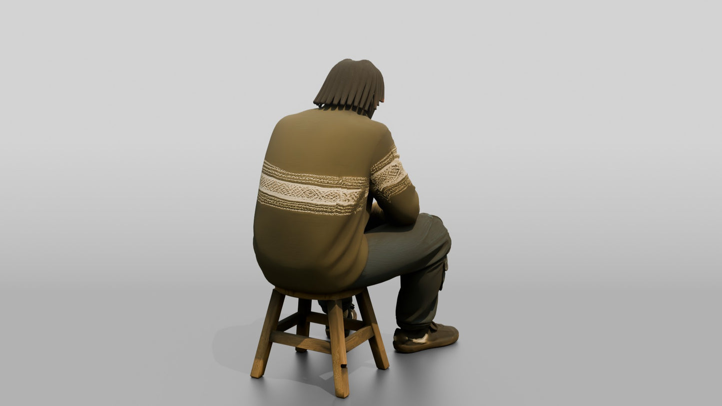 Skater Man Sitting on Stool