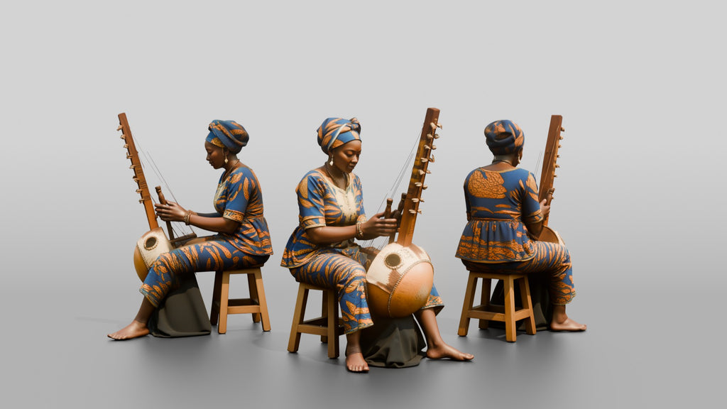 Kora Player Plucking Harp-Lute