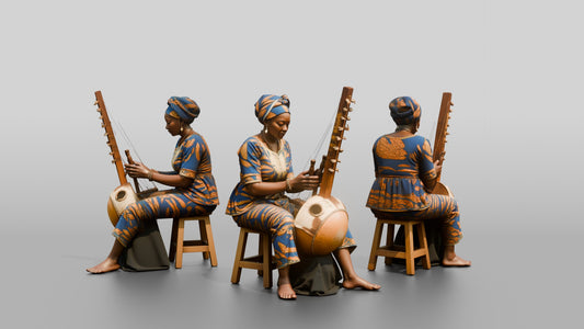 Kora Player Plucking Harp-Lute