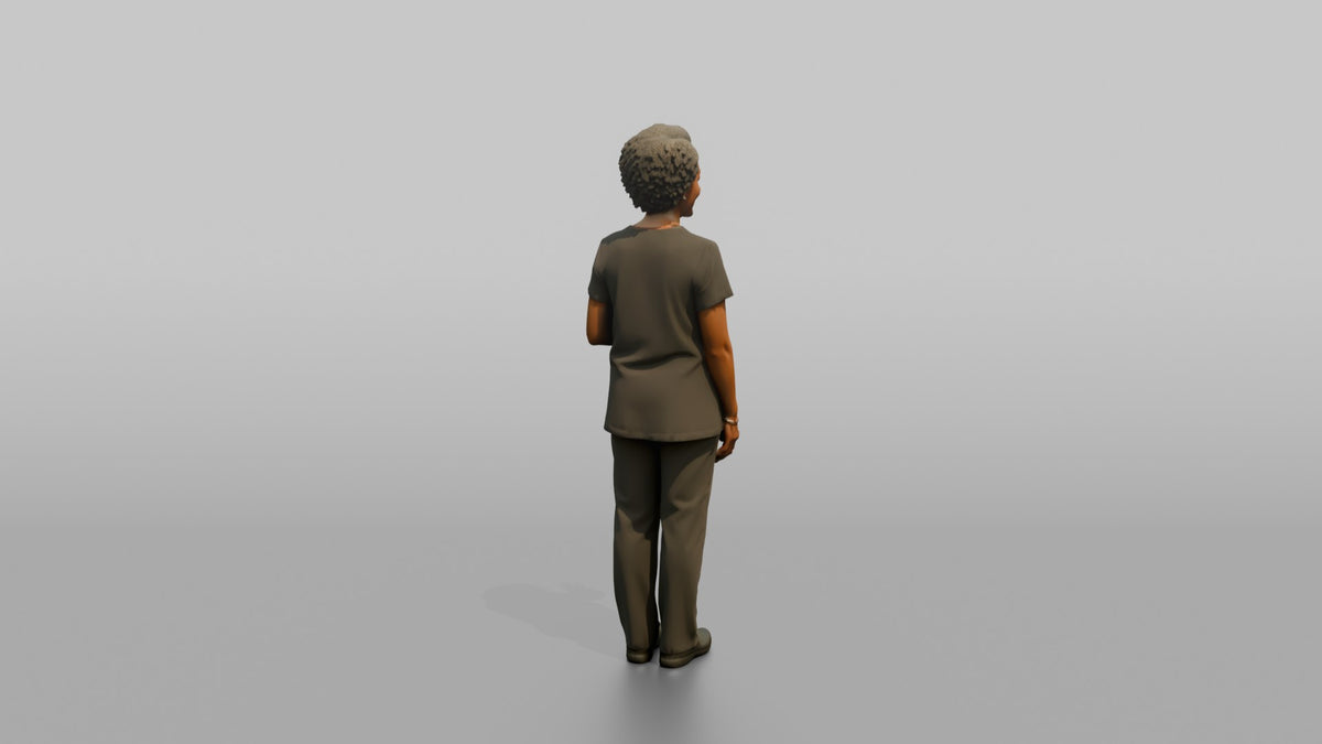 Massage Therapist Woman Holding An Aromatherapy Diffuser Bottle - 3D character model, view 3