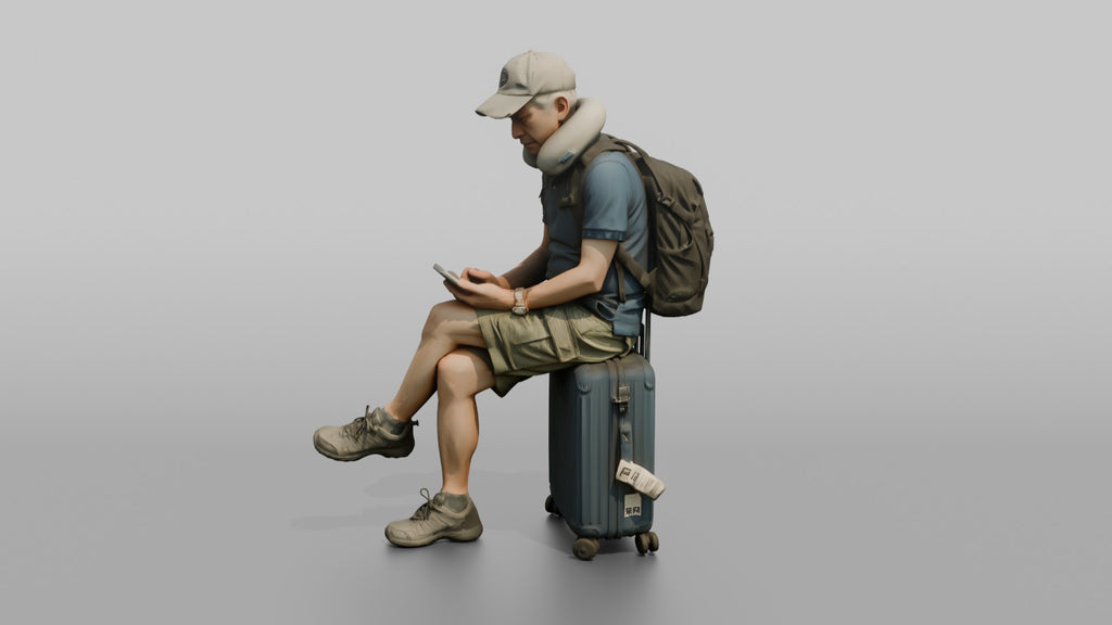 Traveler Resting On His Suitcase