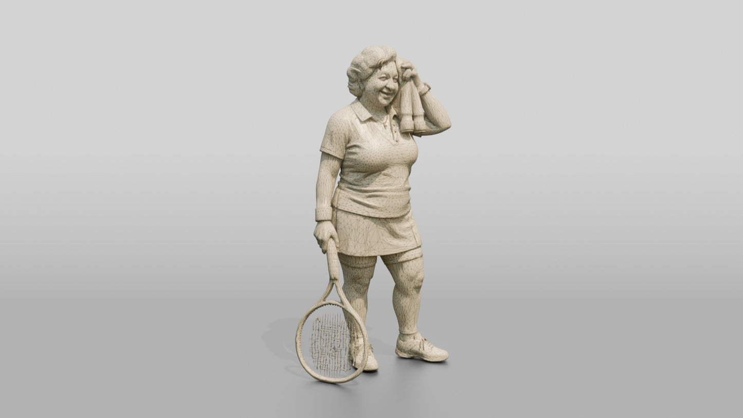 Senior Female Tennis Player Wiping Her Forehead
