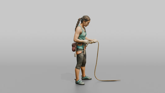 Climber Tying a Figure-Eight Knot - 3D character model, view 1