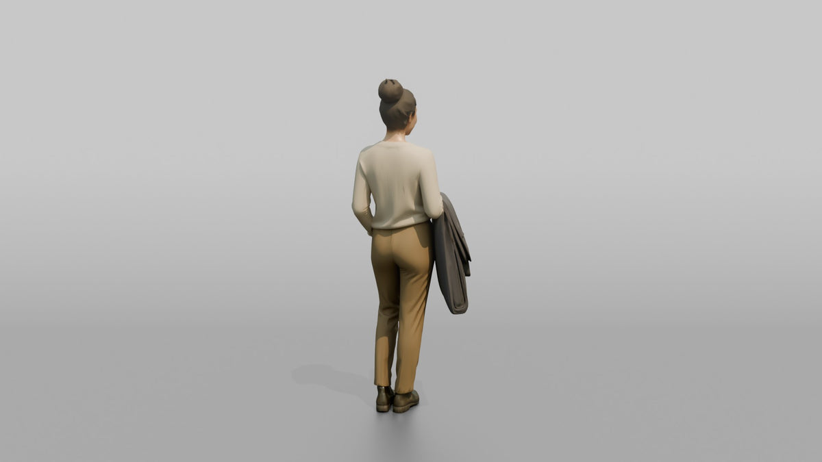 Woman Customer Carrying A Garment Bag Over One Arm - 3D character model, view 3
