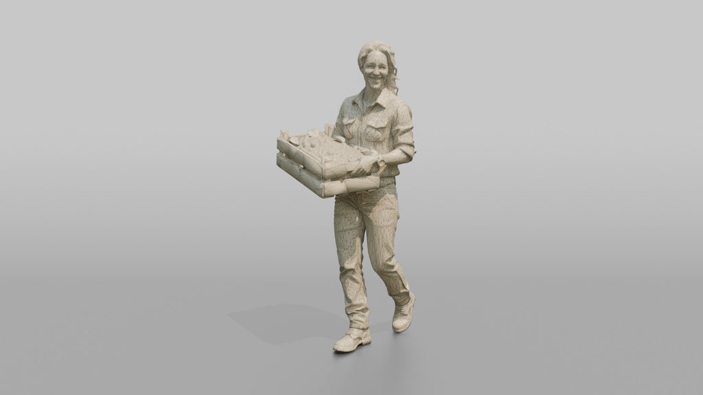 Farmer Carrying Wooden Crate Of Freshly Picked Wine