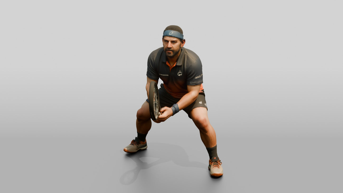 Male Tennis Player in a Wide Defensive Stance