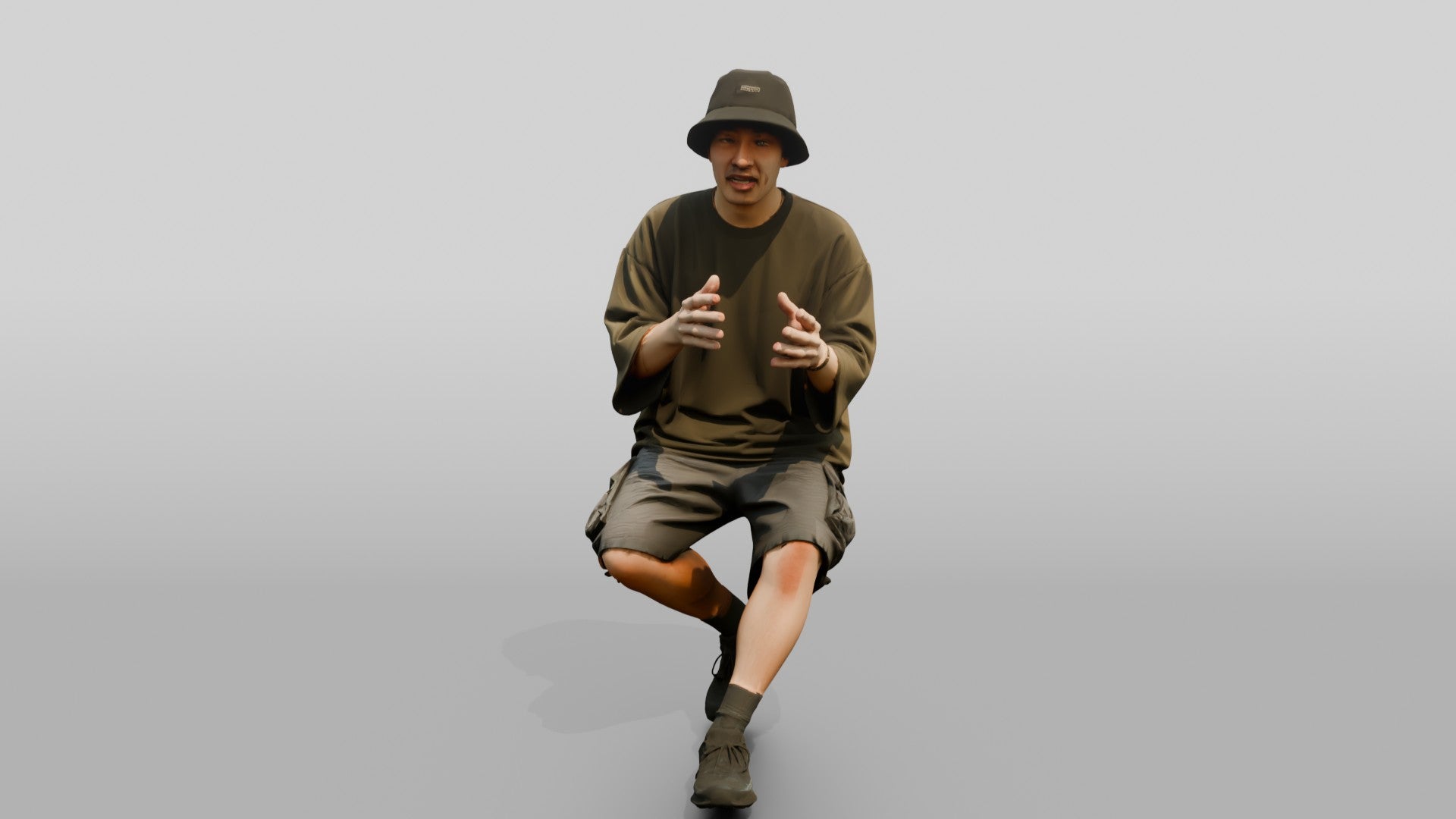 Man Gesturing in Oversized Streetwear