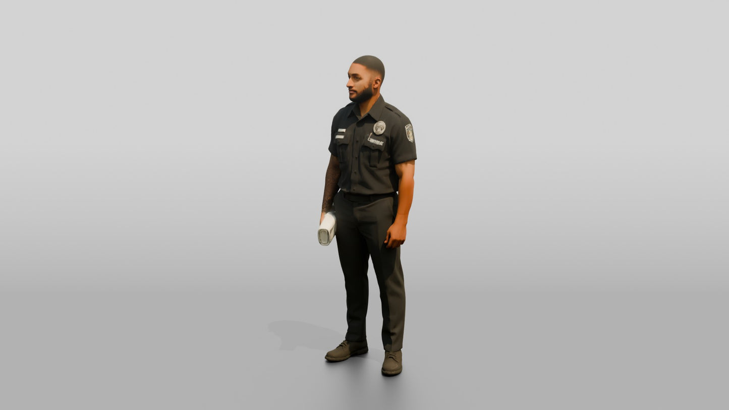 Police Officer with Paperwork Under His Arm