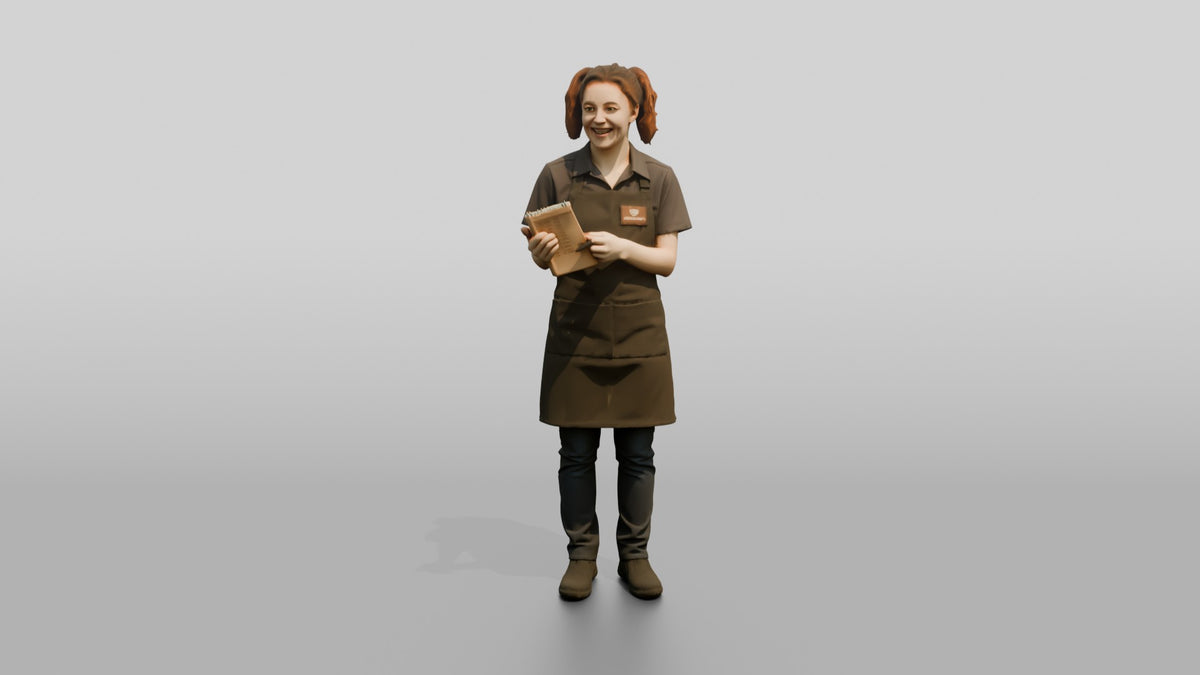 Young Woman Barista Taking Customer Order - 3D character model, view 5