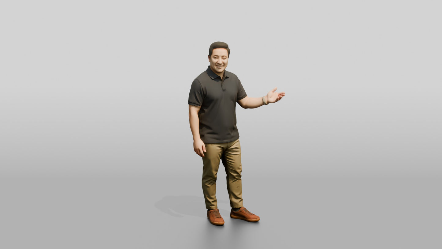 Casual Man Gesturing in a Polo