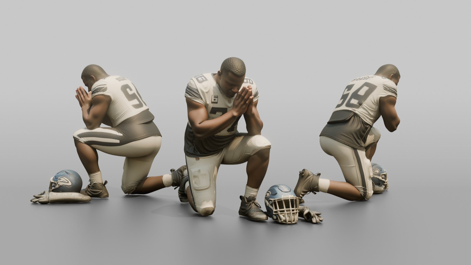 Player Kneeling in Prayer Before the Game