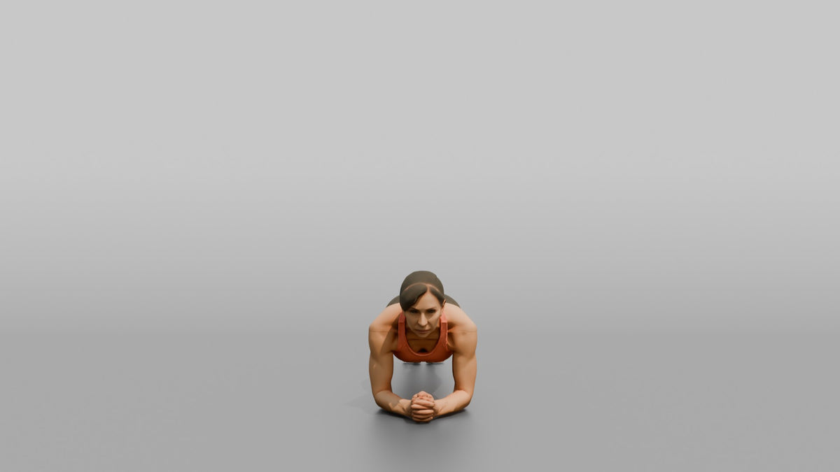 Bodyweight Athlete Woman Holding A Plank Position - 3D character model, view 5