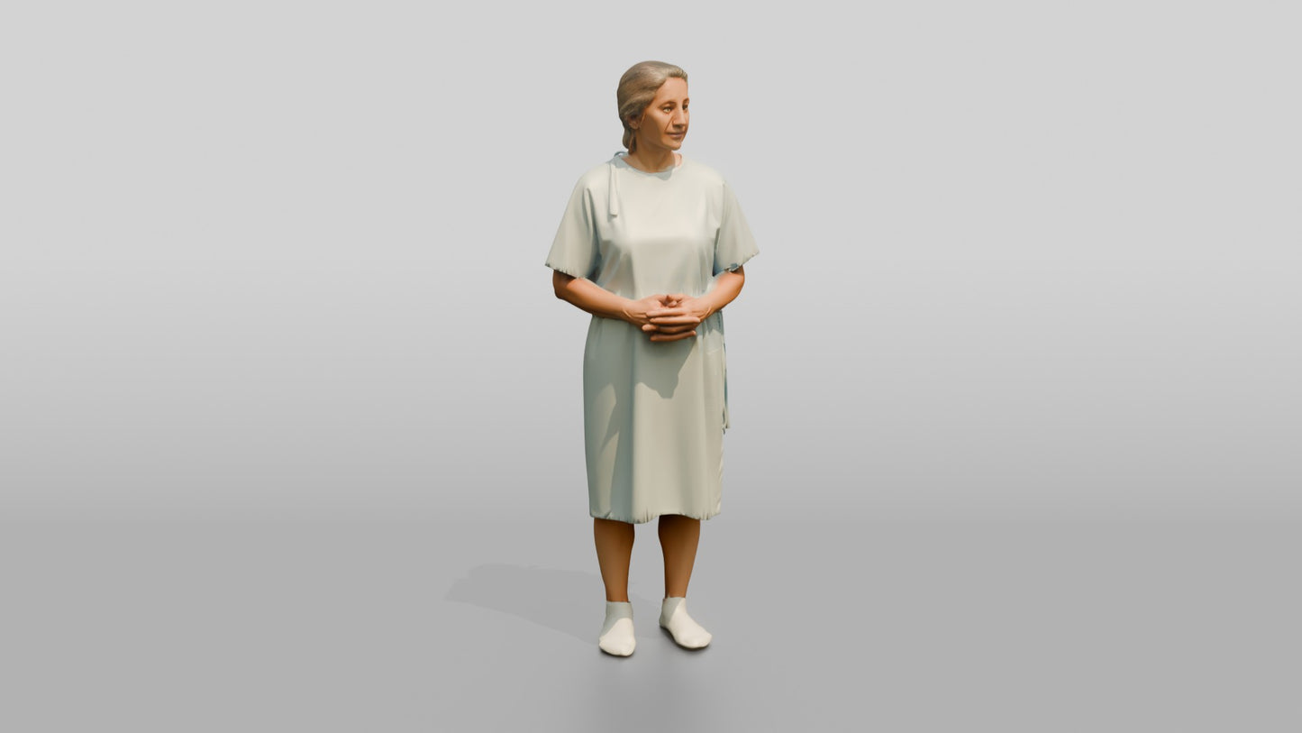Elderly Woman Patient with Hands Clasped
