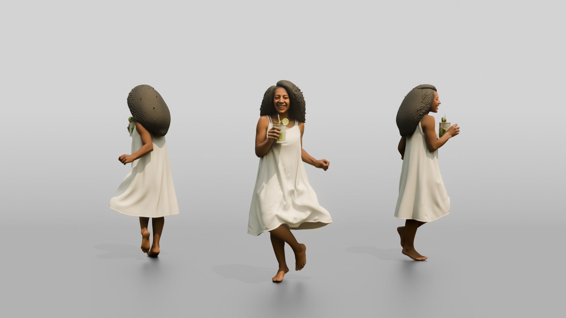Woman Dancing in a White Dress