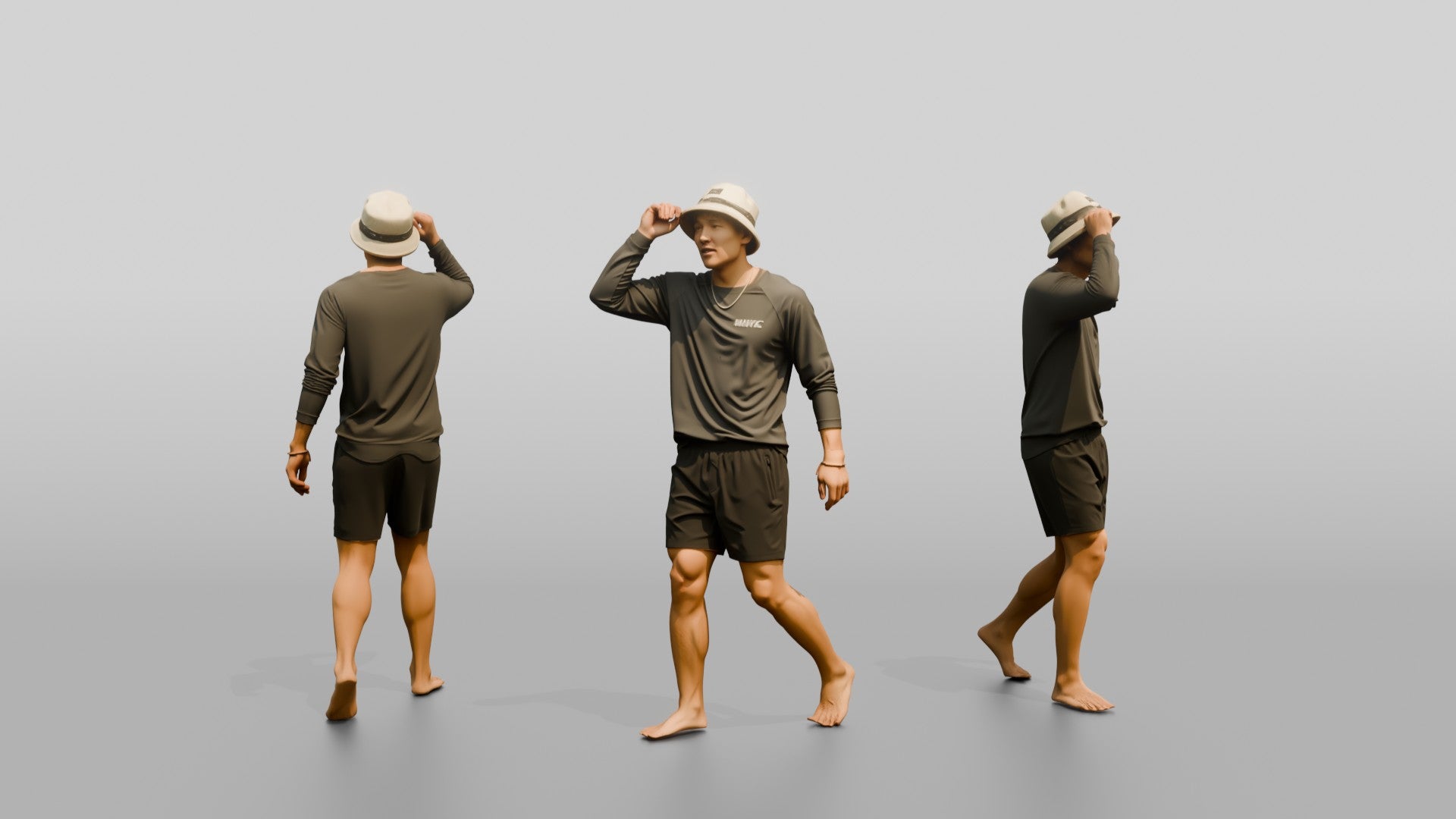 Man Adjusting Bucket Hat Brim