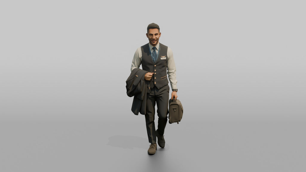 Black Co-Pilot Holding a Flight Bag