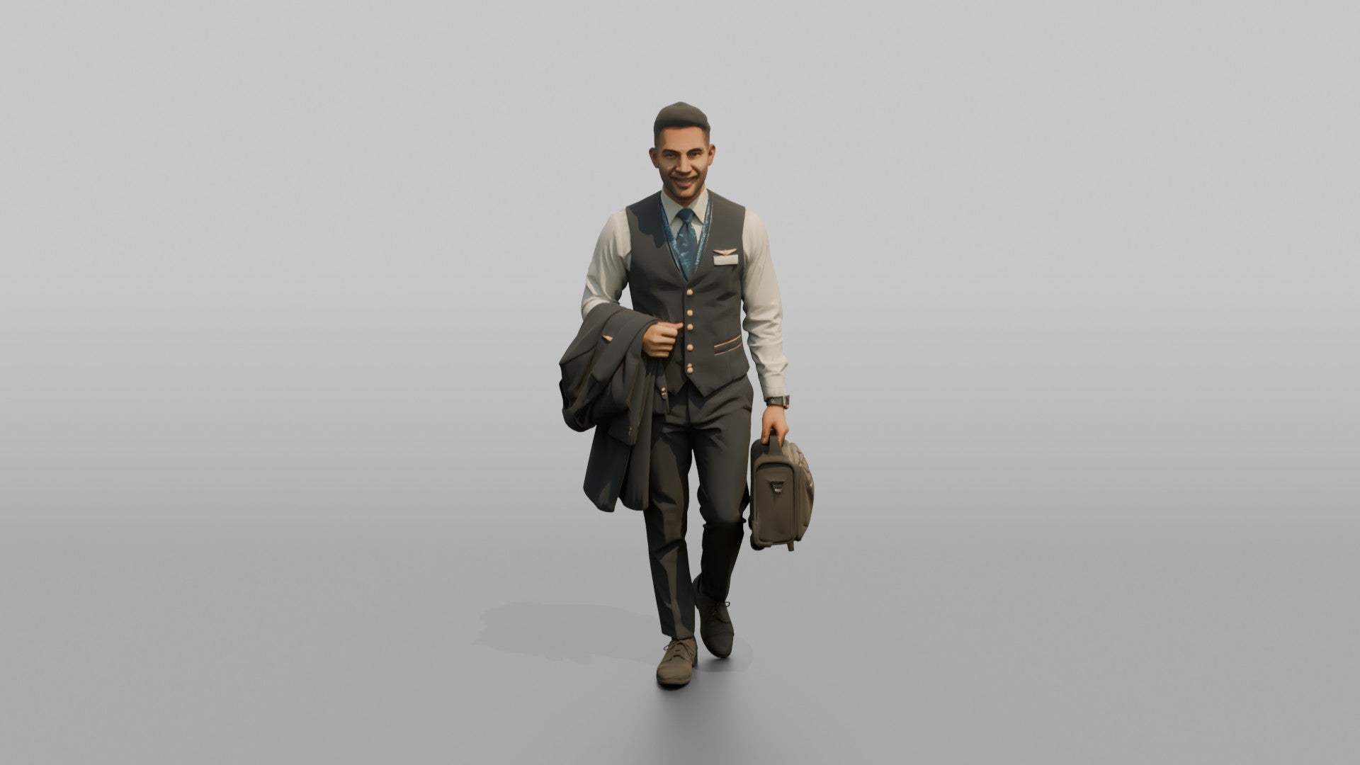 Black Co-Pilot Holding a Flight Bag