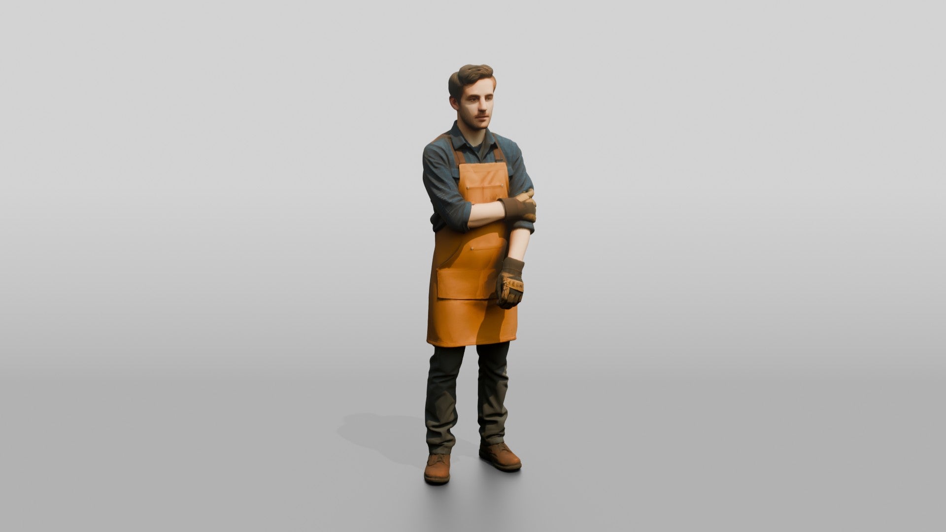 Worker in Canvas Apron