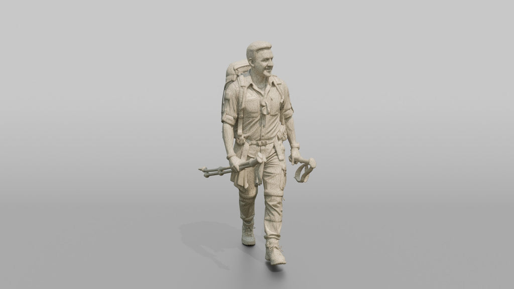 Trekker Carrying Trekking Poles While Walking