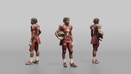 Quarterback Standing with Helmet Under His Arm