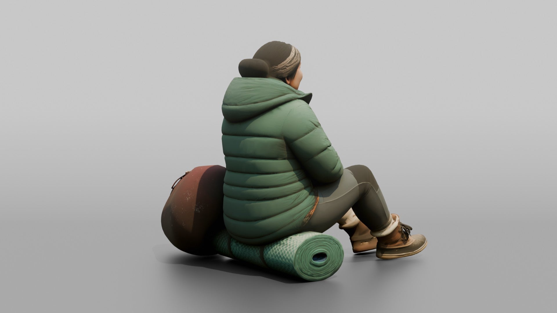 Hiker Sitting on a Rolled Foam Sleep Pad