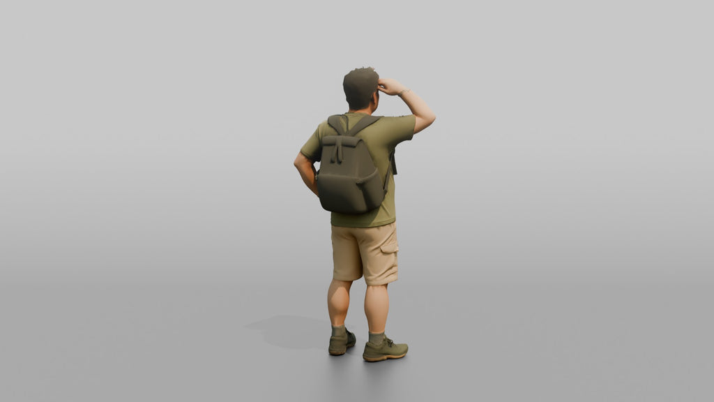 Hiker Shielding His Eyes from the Sun