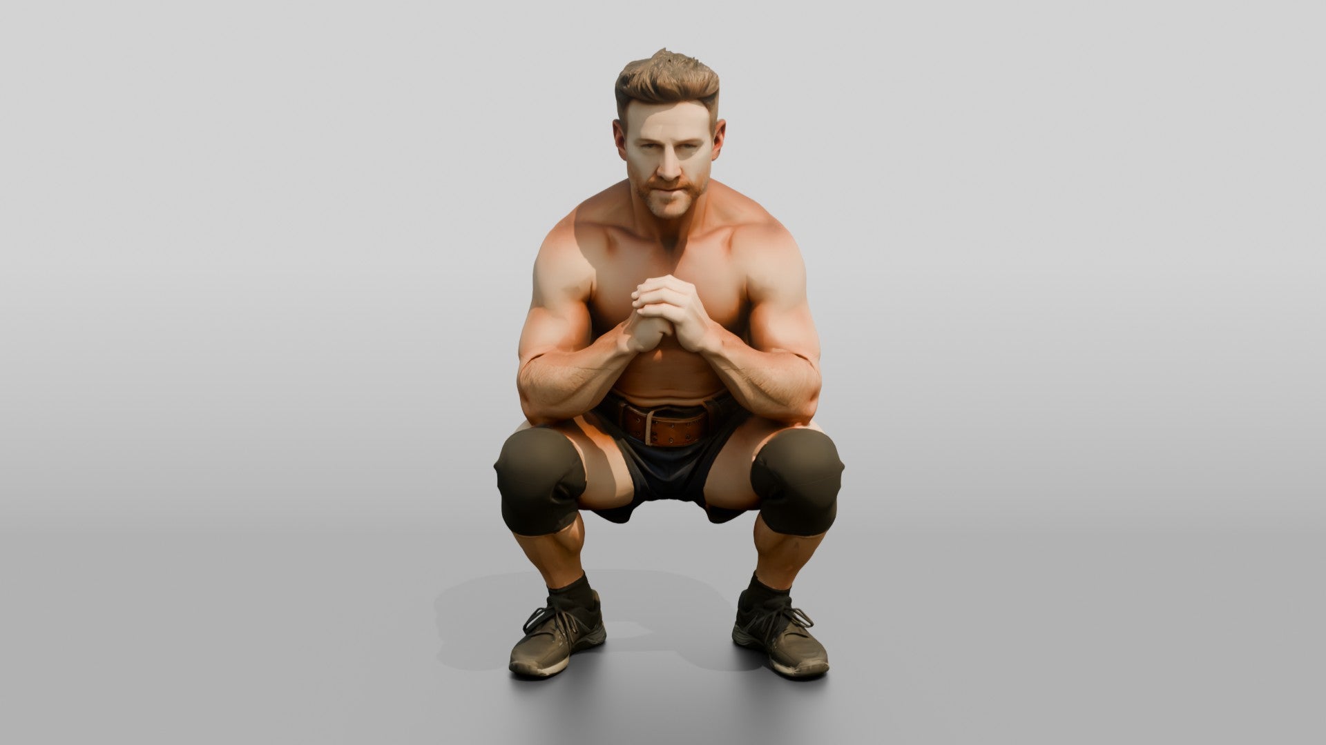 Muscular Man in Bodybuilding Shorts