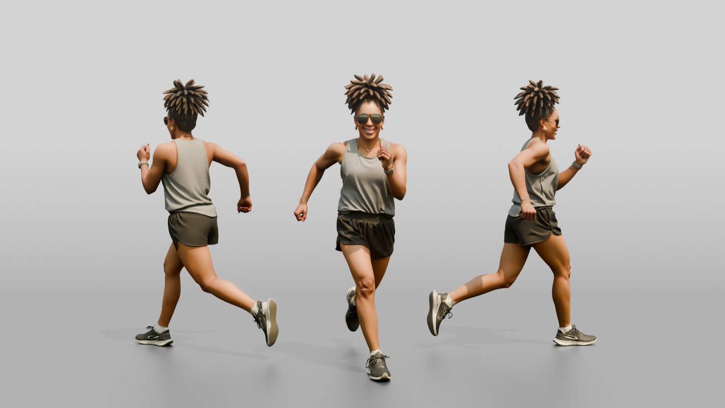 African-American Woman Striding Powerfully on the Beach