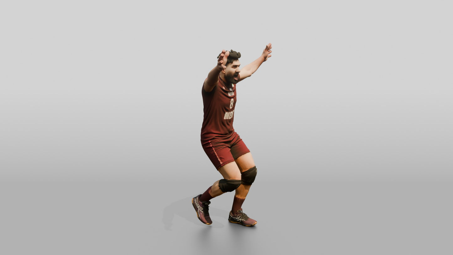 Middle Eastern Male Volleyball Player in Maroon Kit