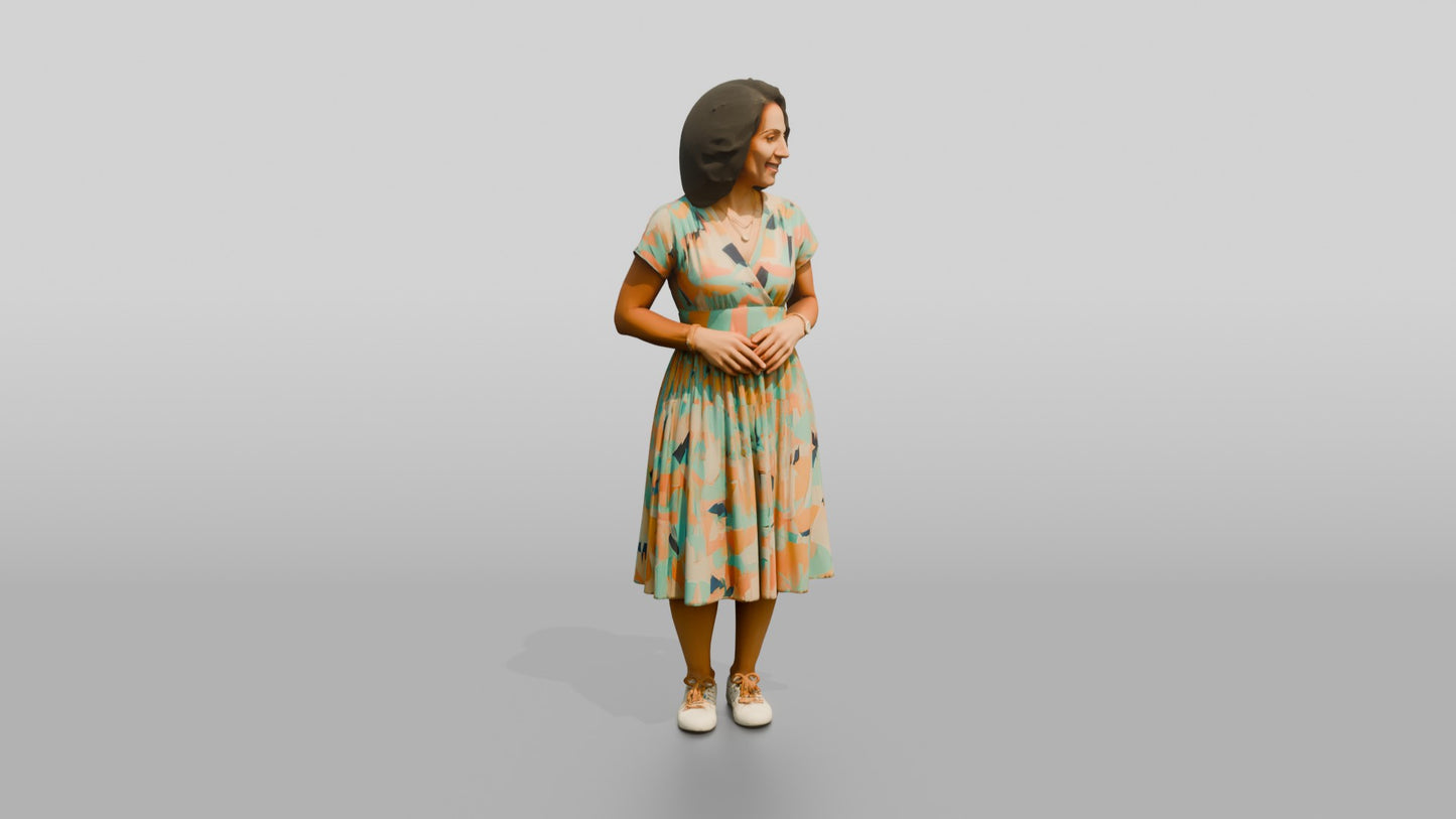 Colombian Woman in Vibrant Sun Dress