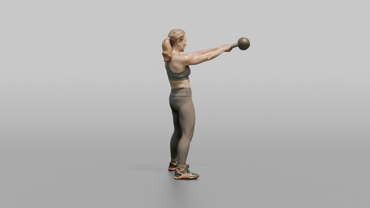 Weightlifter Woman Performing A Kettlebell Swing - 3D character model
