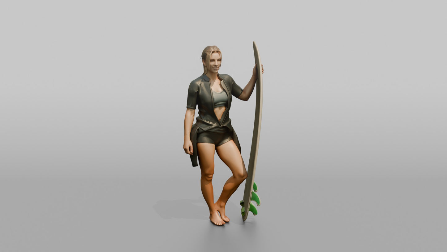 Surfer Posing with a Surfboard