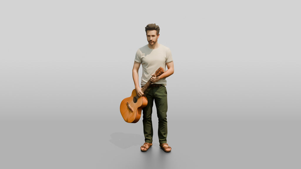 Hippie Man Playing an Acoustic Guitar