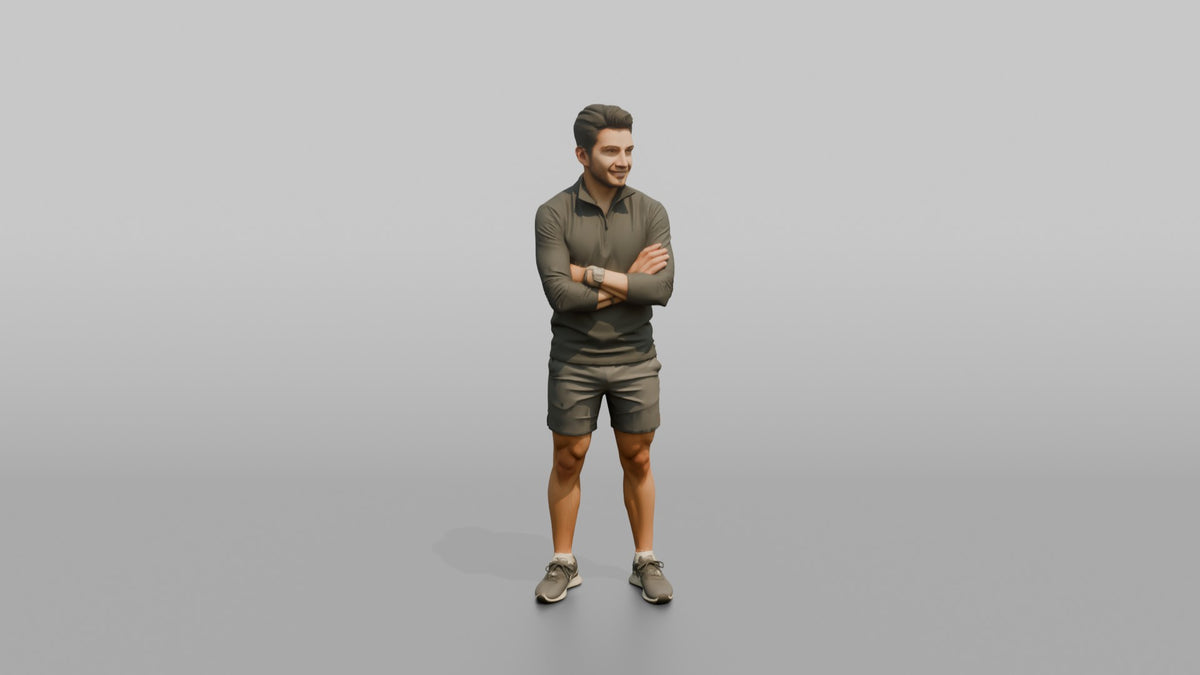 Fitness Influencer Man Standing Relaxed, Arms Crossed Loosely - 3D character model