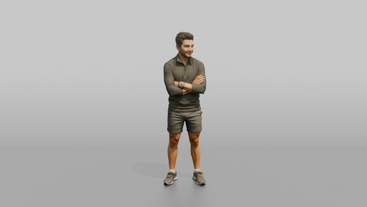 Fitness Influencer Man Standing Relaxed, Arms Crossed Loosely - 3D character model