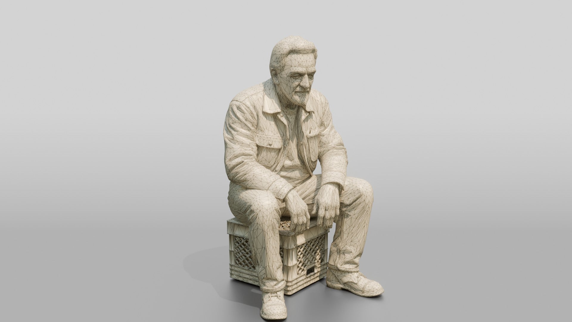 Homeless Man Sitting on a Milk Crate