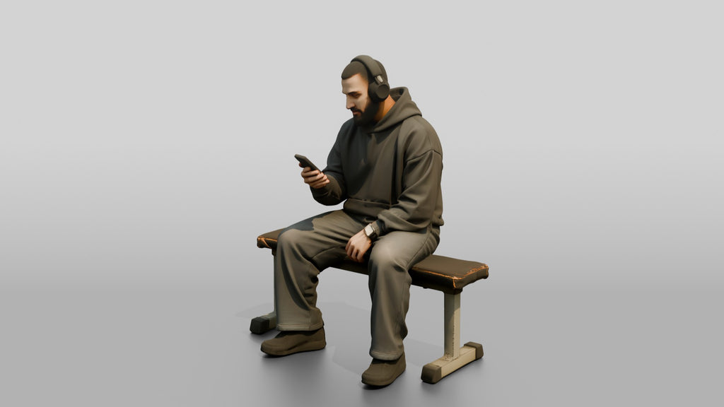 Man Sitting Upright on Weight Bench