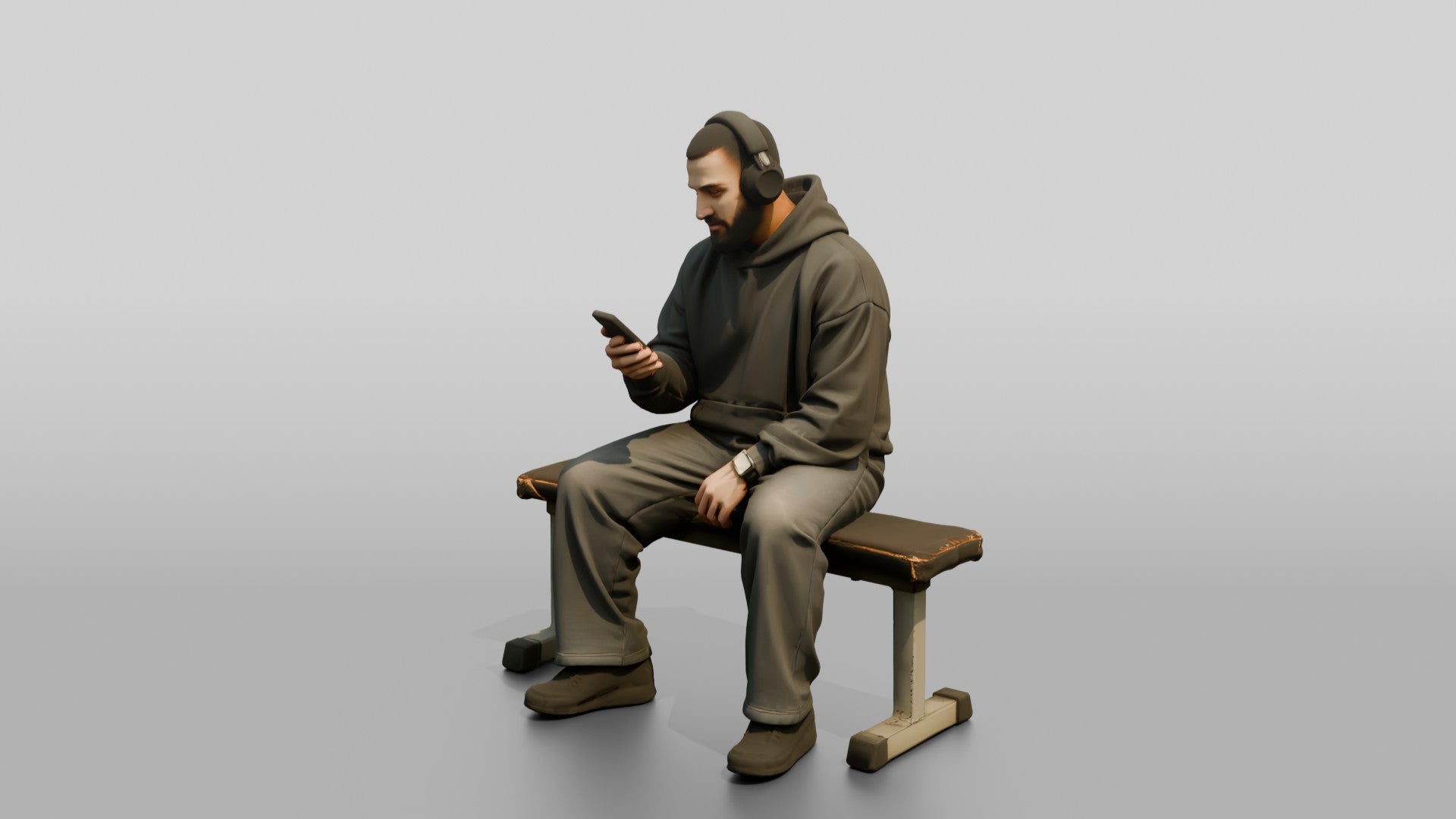 Man Sitting Upright on Weight Bench