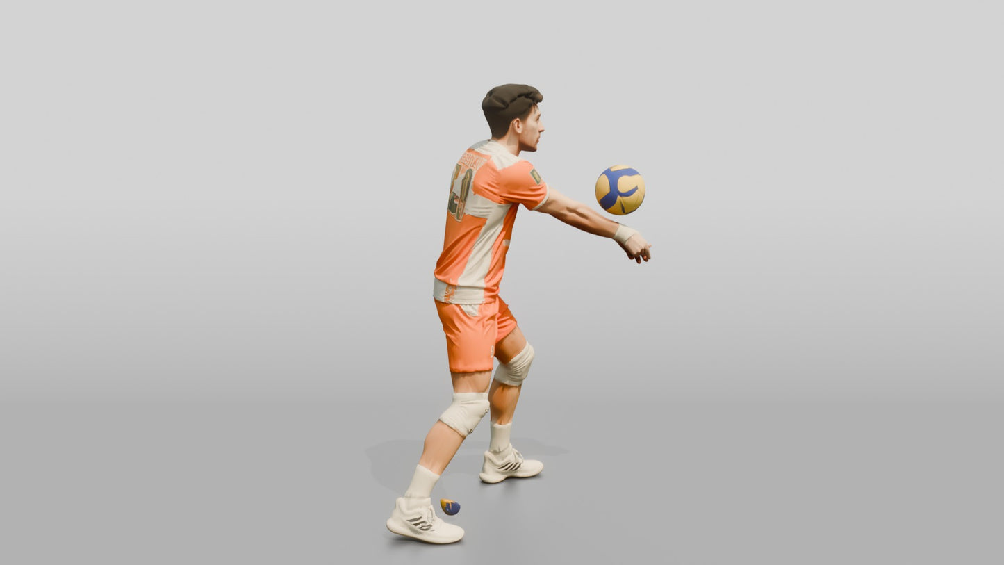 Male Volleyball Player in Orange and White Kit
