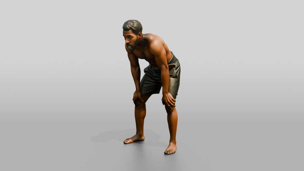 Man Resting Hands on Knees
