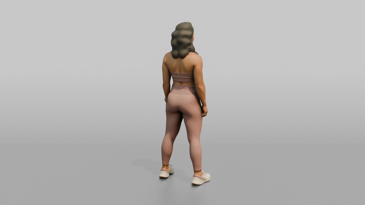 Fitness Influencer Woman Standing Tall, Confident Posture - 3D character model, view 3