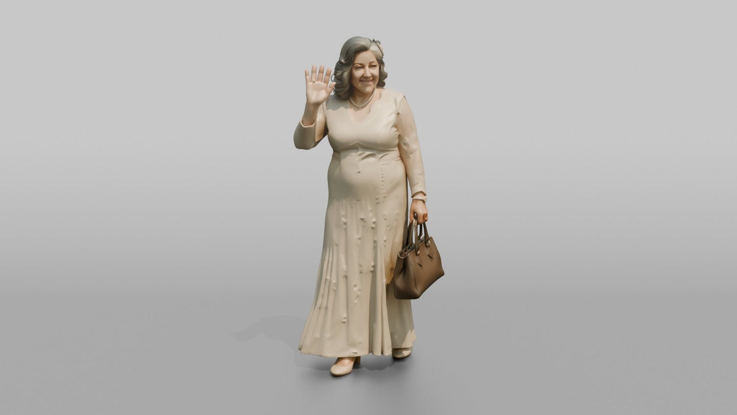 Elderly Latina Bride Waving Gracefully