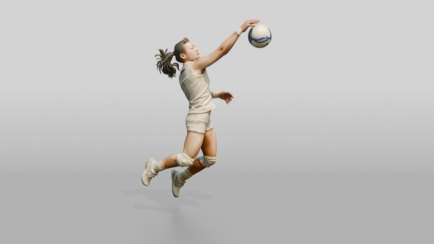 Southeast Asian Female Volleyball Player in All-white Uniform