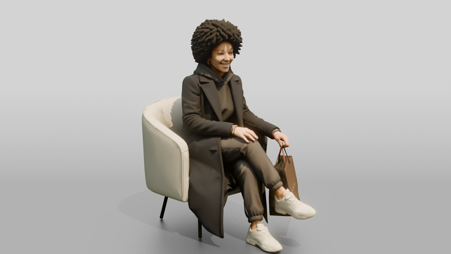 African-American Woman in Wool Winter Coat