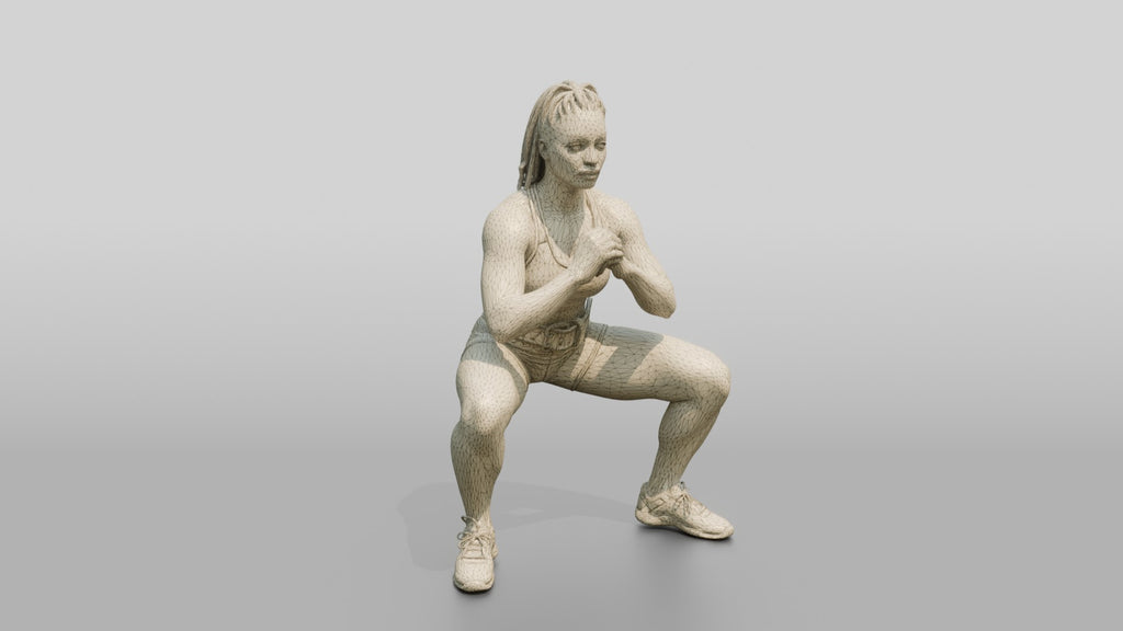 Woman in Squat with Sports Bra