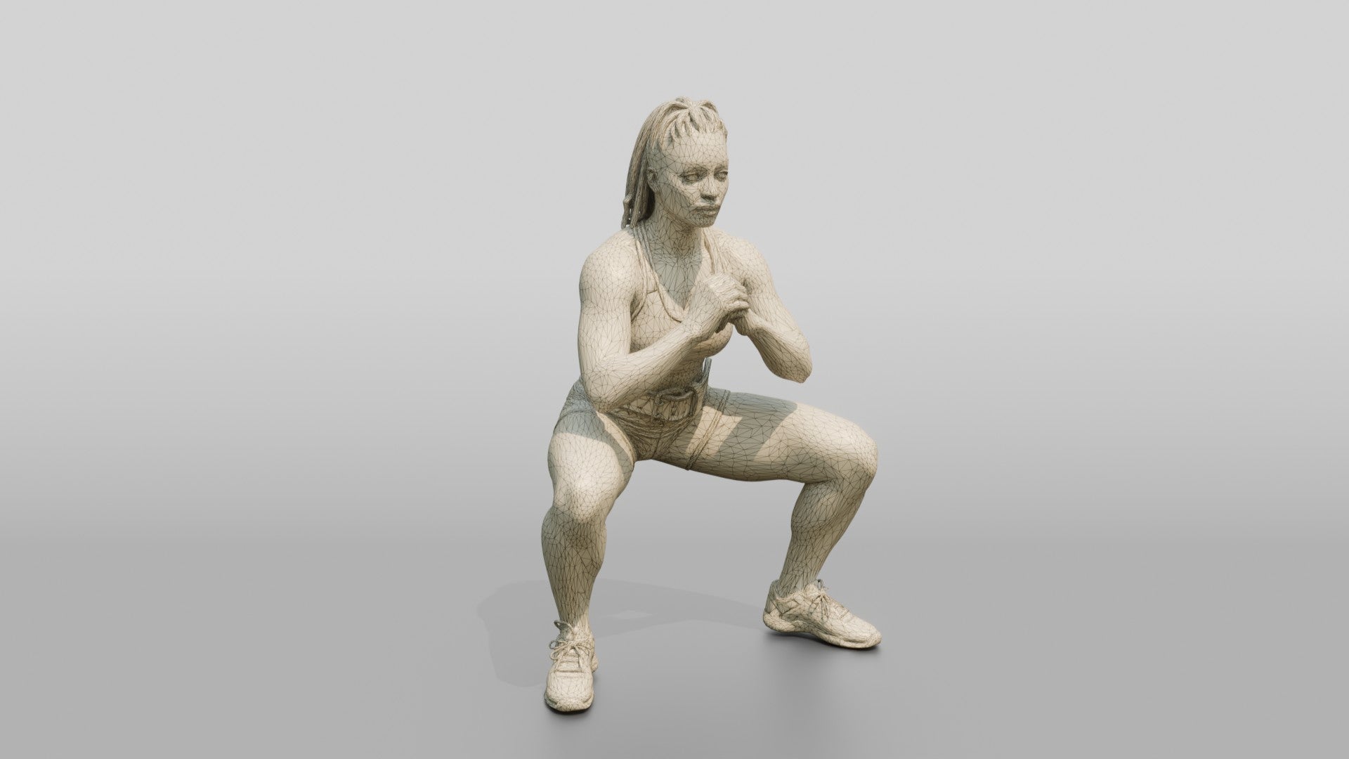 Woman in Squat with Sports Bra