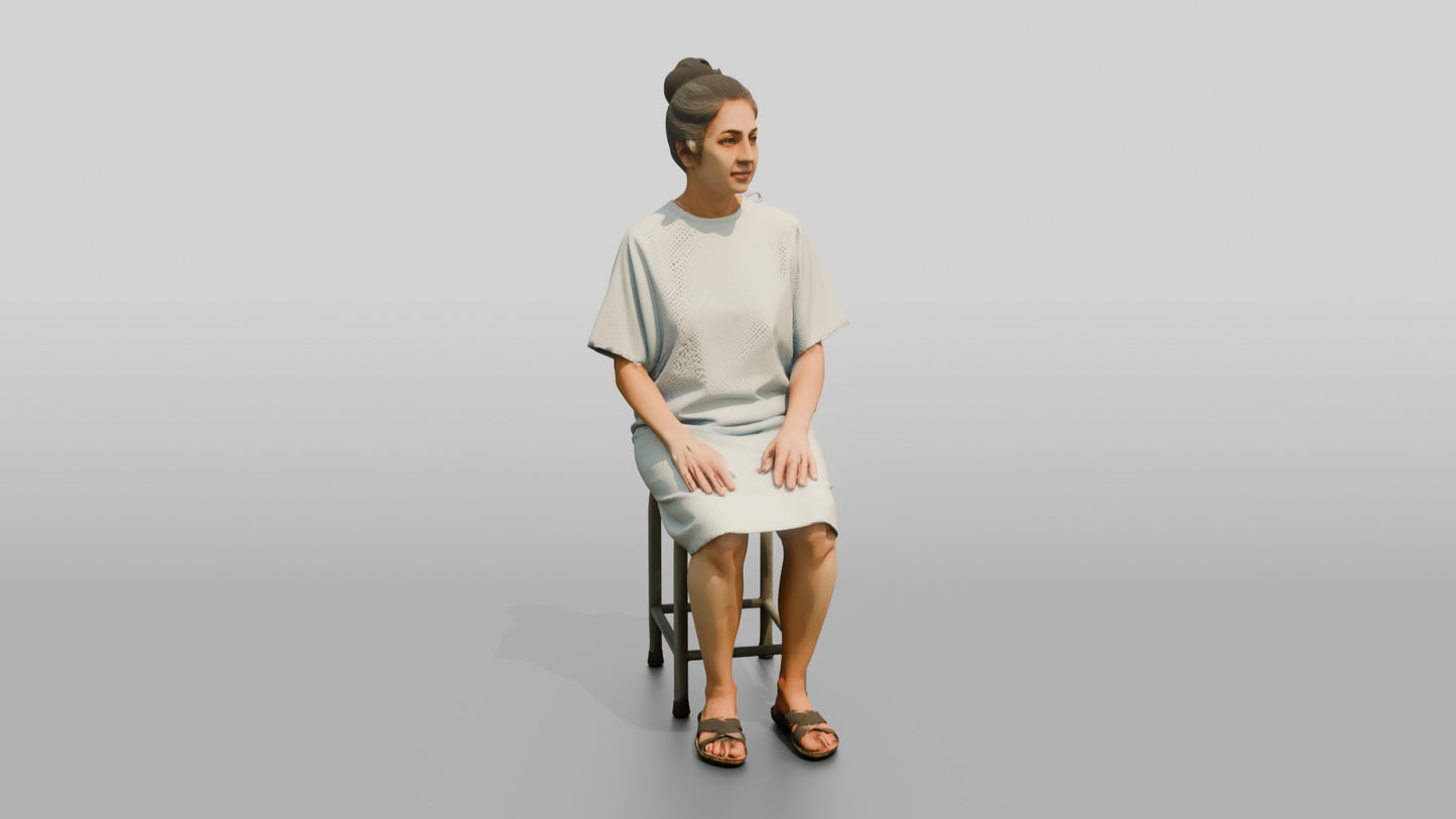 Woman Patient Sitting on a Stool