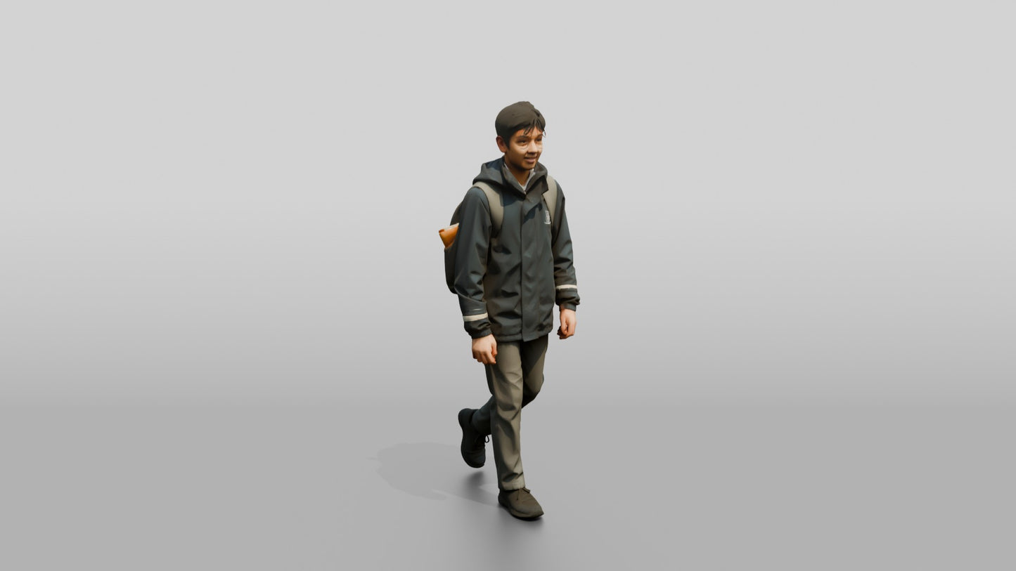Indian Teen Boy Walking Home from School