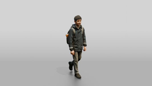 Indian Teen Boy Walking Home from School - 3D character model, view 1